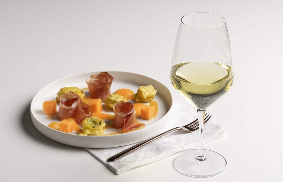 Melone mit Speck und Roquefort