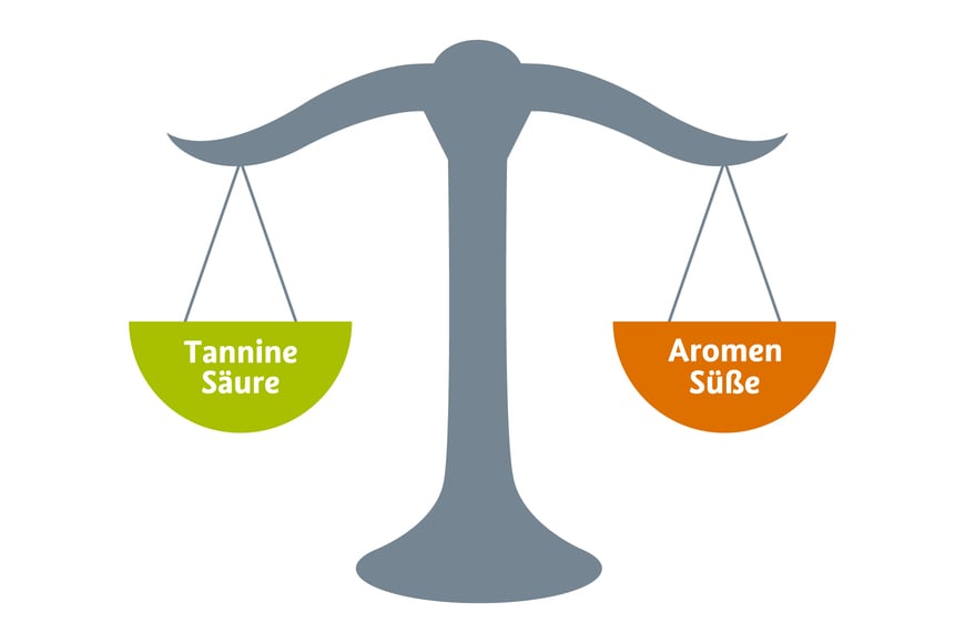 Grafische Darstellung der Harmonie zwischen Säure und Süße von Weinen.